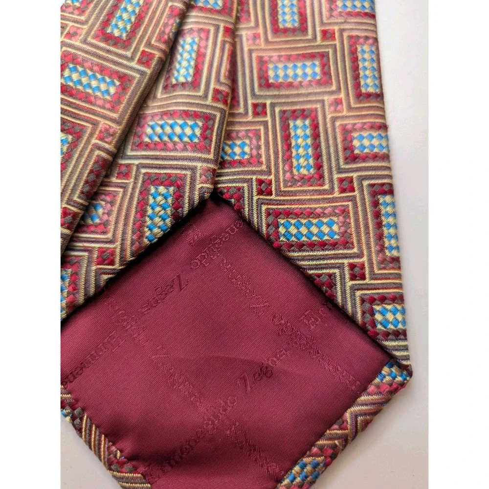 Ermenegildo‎ Zegna Tie Red Gold 100% Silk Jacquard Necktie Handmade In Italy